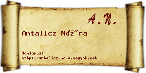 Antalicz Nóra névjegykártya